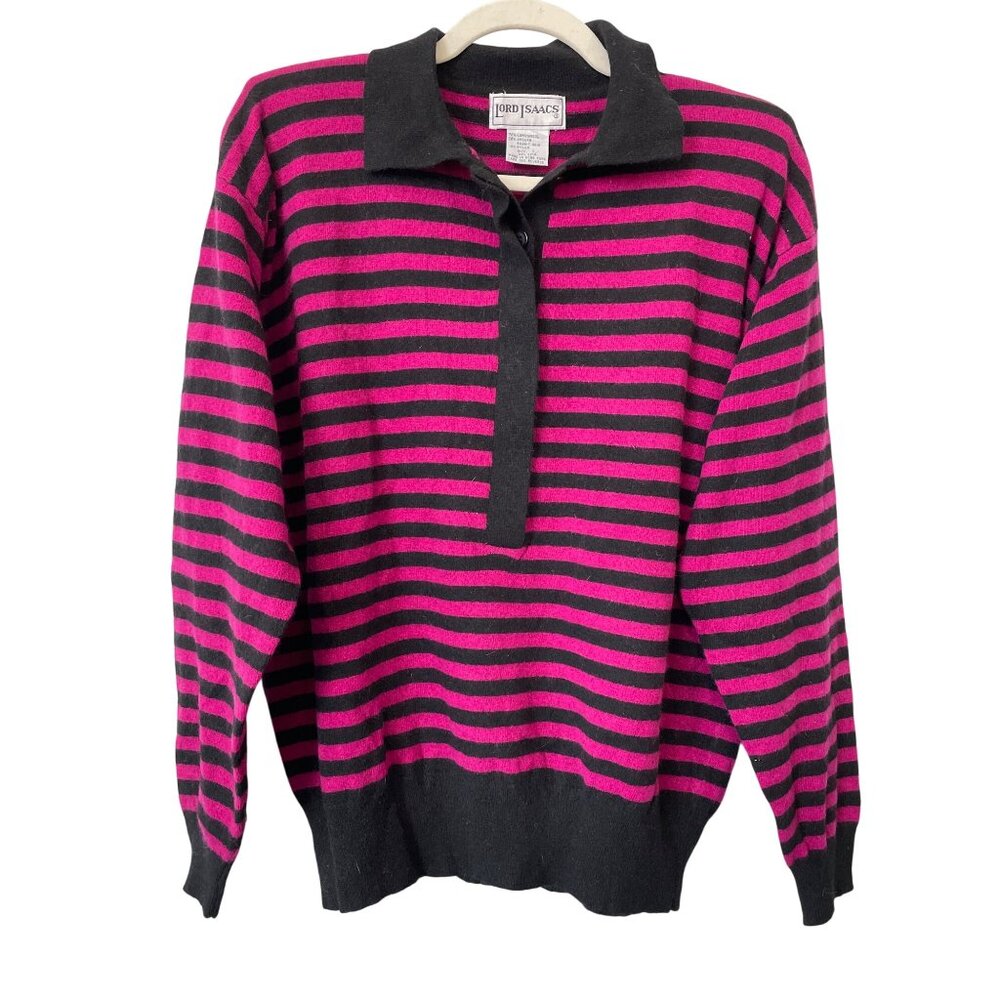 Vintage 90s Lord Isaacs Sweater Size Large Striped Long Sleeve Deadstock NEW